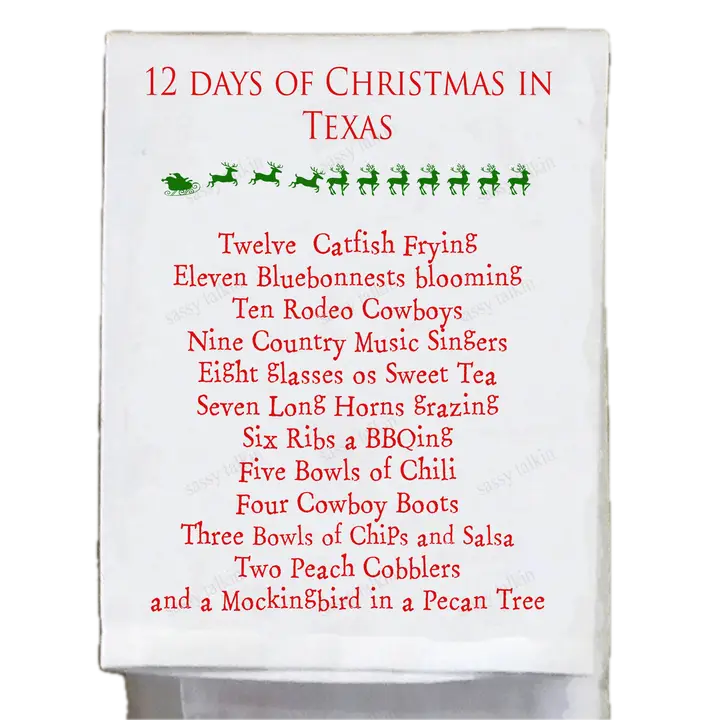 12 Days of Christmas Texas Towel