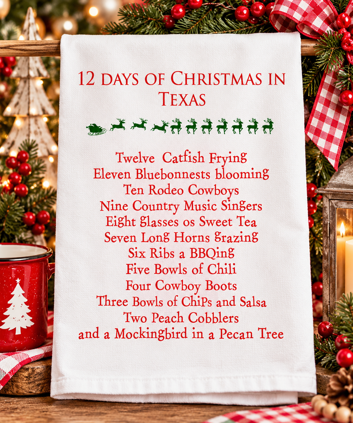 12 Days of Christmas Texas Towel