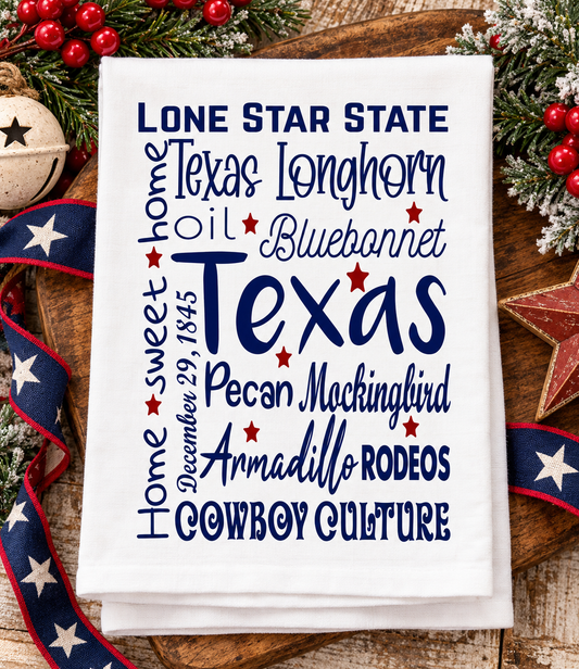 Texas Word Art Towel
