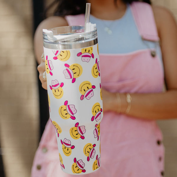 Cowboy Hat Happy Face Tumbler
