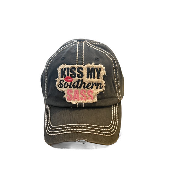 Kiss My Southern Sass Distressed Hat