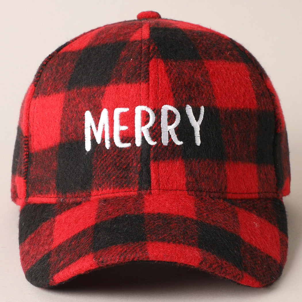 MerryEmbroidery Plaid Baseball Cap