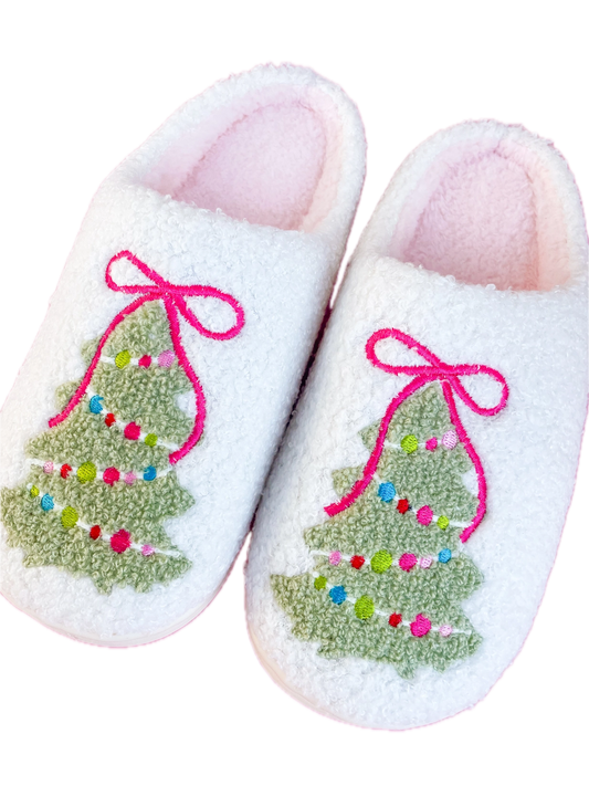 Merry & Bright Christmas Tree Slippers