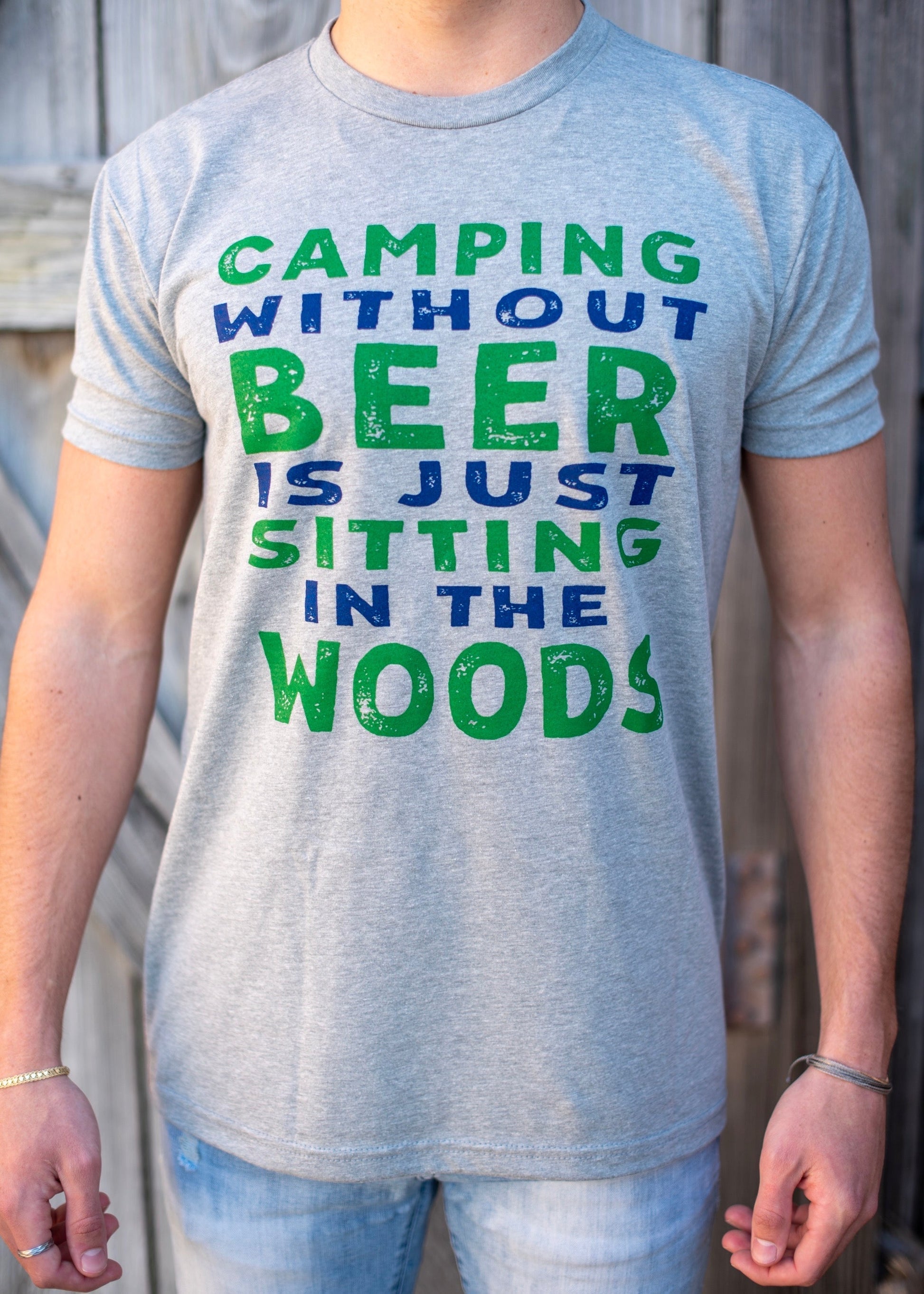 t shirts camping Camping Without Beer T-Shirt – Perfect for Outdoor Adventures – Lone Star Roots 2XL / Dark Heather Gray