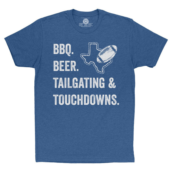 Lone Star Roots BBQ. Beer. Tailgating & Touchdowns T-Shirt Shirts 