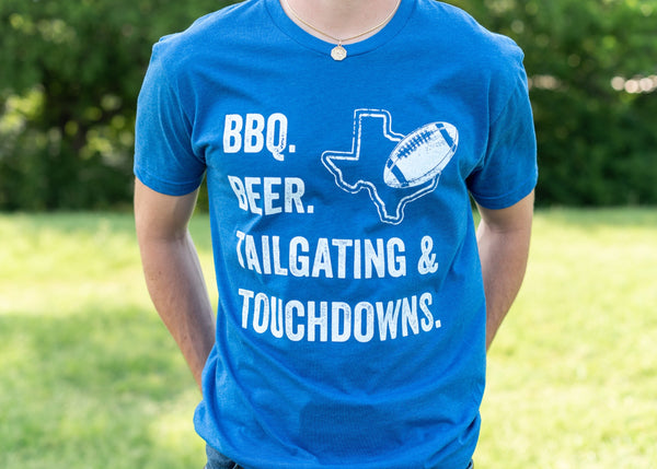 Lone Star Roots BBQ. Beer. Tailgating & Touchdowns T-Shirt Shirts 