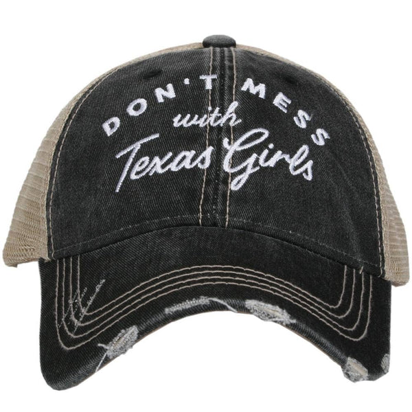 Lone Star Roots Don't Mess with Texas Girls Distressed Trucker Hat Hats Black 