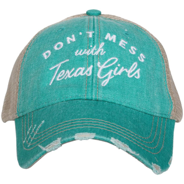Lone Star Roots Don't Mess with Texas Girls Distressed Trucker Hat Hats Teal 