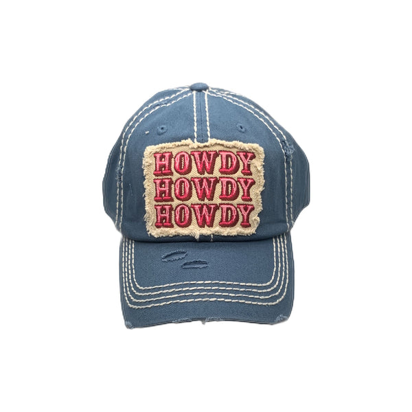 Lone Star Roots Howdy Howdy Howdy Distressed Hat Hats Denim Blue 