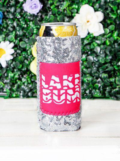 Lone Star Roots Lake Bum Sequin Can Cooler Can Cooler Slim Can 12oz 