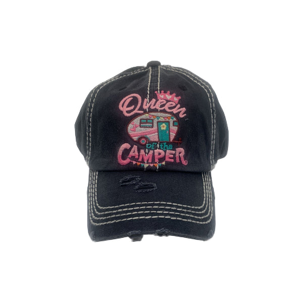 Lone Star Roots Queen of the Camper Distressed Hat Hats Black 