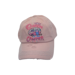 Lone Star Roots Queen of the Camper Distressed Hat Hats Pink 