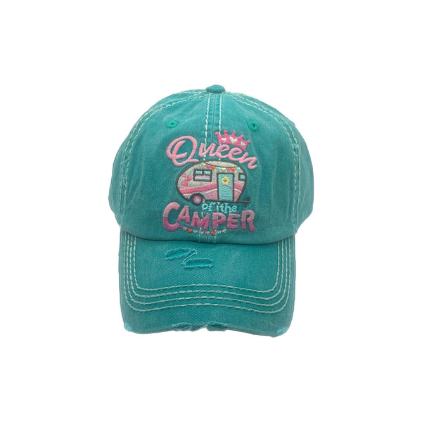 Lone Star Roots Queen of the Camper Distressed Hat Hats Teal 