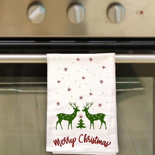 Lone Star Roots Tea Towel - Merry Christmas Reindeer Towels 